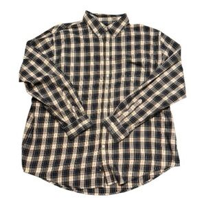 Croft & Barrow Navy and Cream Plaid Shirt